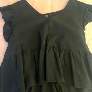 SHEIN Black Ruffle Sleeve Top